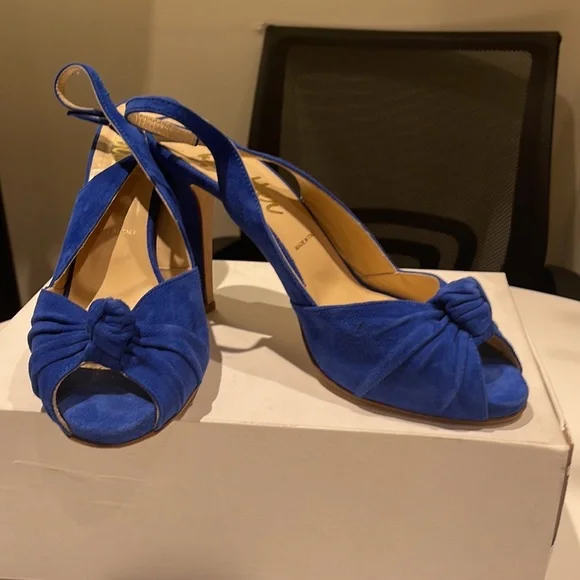 Blue Sued Sandals, size 8 1/2